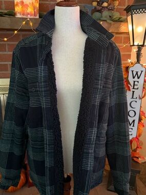 Telluride Clothing Co Plaid Sherpa Lined Jacket Women’s Medium Black Green